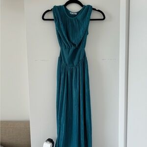 Teal, blue, aquamarine ribbed maxi dress